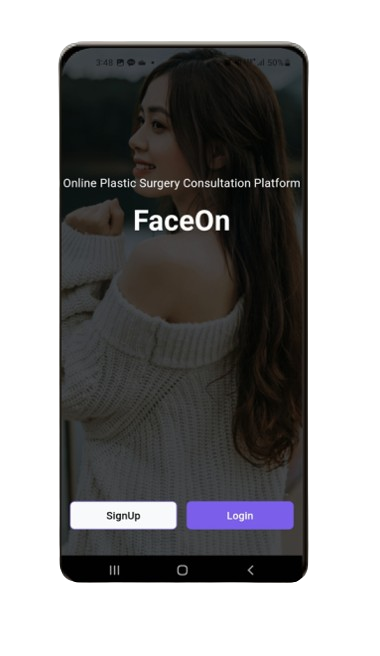 Faceon log-in page